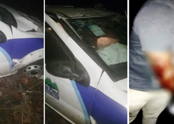 Ambulância de Assunção do Piauí capota na PI 115 e deixa um ferido